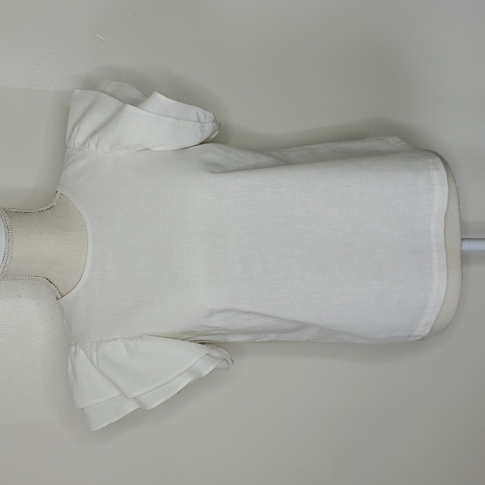A New Day Linen Top with Dual Ruffled Sleeves - Size XS.  Worn Once!!